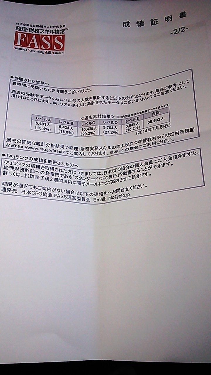 経理 財務スキル検定 Fass検定 を受けました 人生満喫道中記